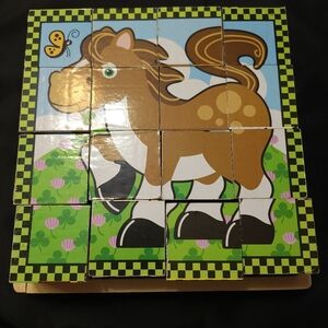 Melissa & Doug Farm Wooden Cube Puzzle. Preloved.